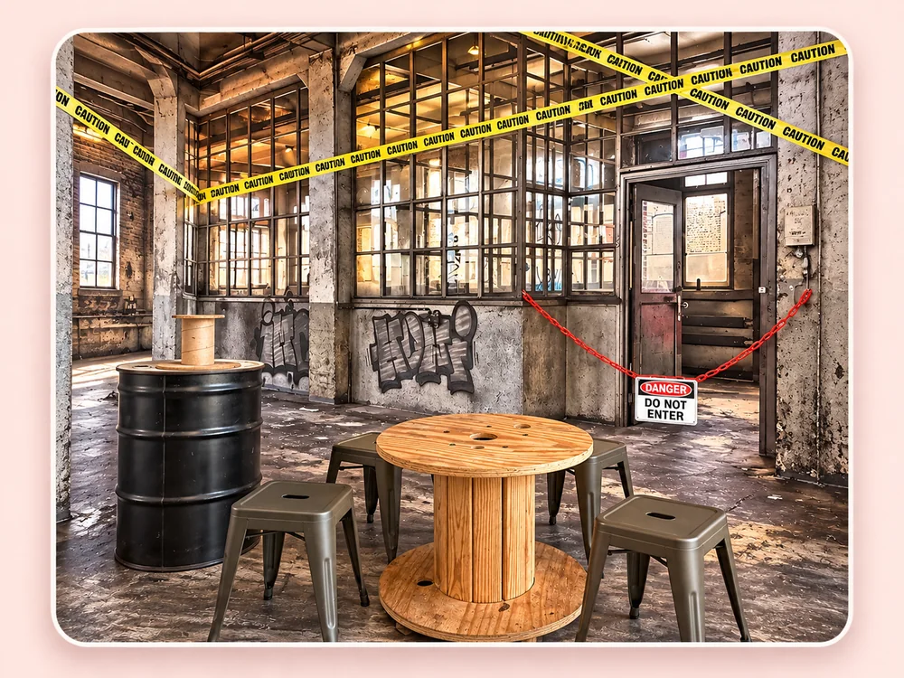 Industrial selfie spot at Sweet Clicks